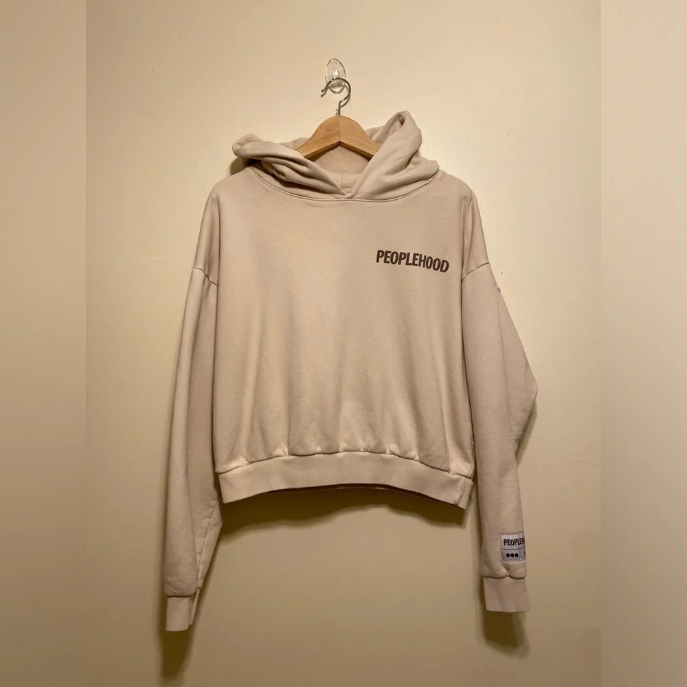CROPPED PEOPLEHOODIE IN BONE . Size M